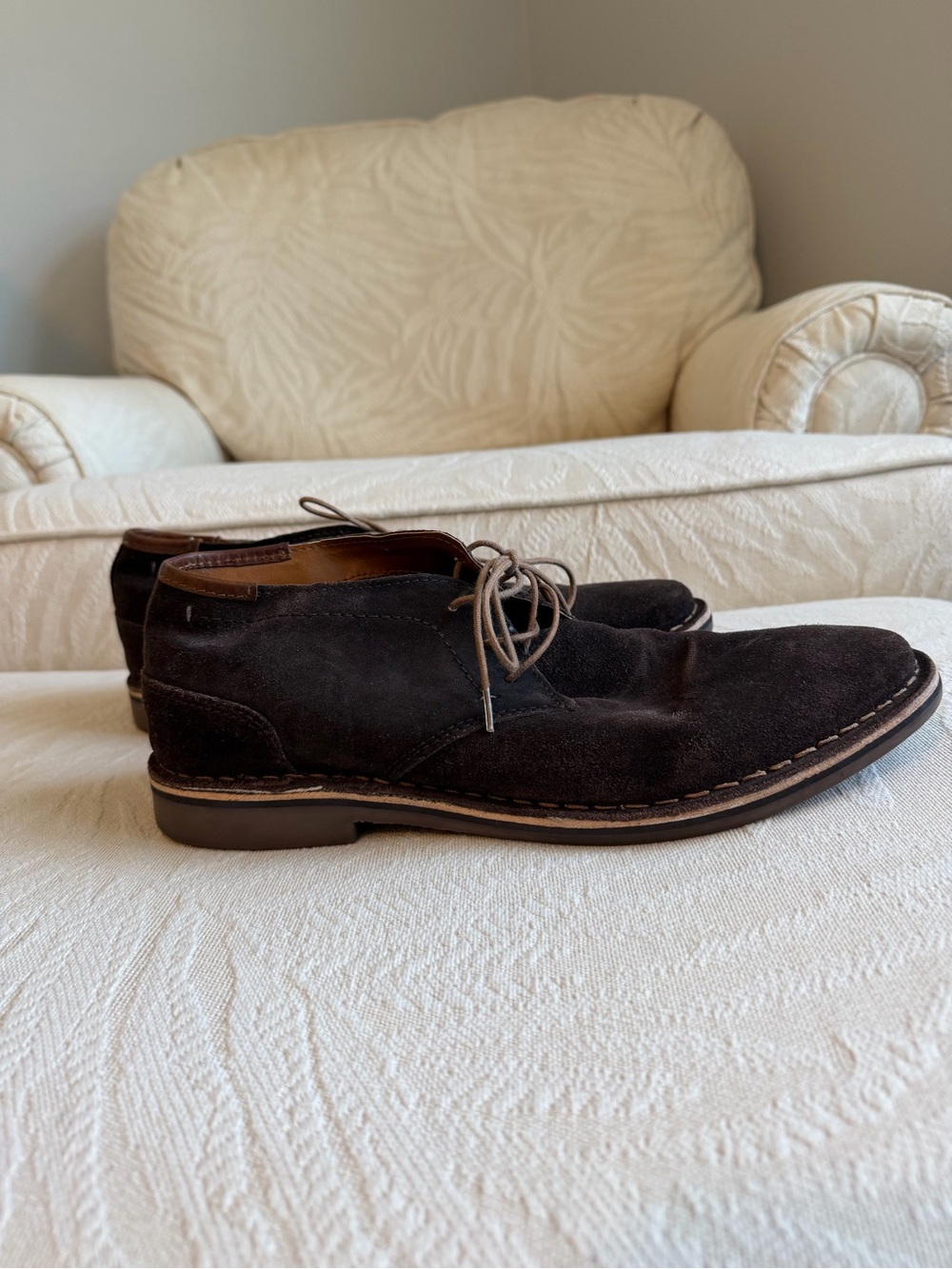 Kenneth Cole Men's Brown Suede Lace-Up Chukka Dress Shoes